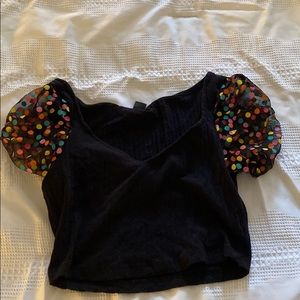 Zaful Polka dot ruffle sleeve crop top